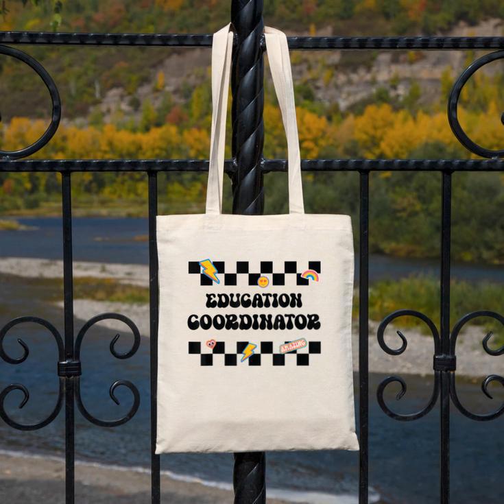 Education Coordinator Groovy Back To School Checkered Canvas Tote Bag Education Coordinator Groovy Back To School Checkered Canvas Tote Bag