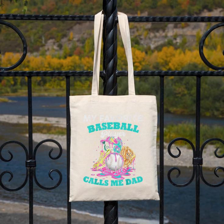 My Favorite Baseball Player Calls Me Dad Ice Cream Drip Canvas Tote Bag
