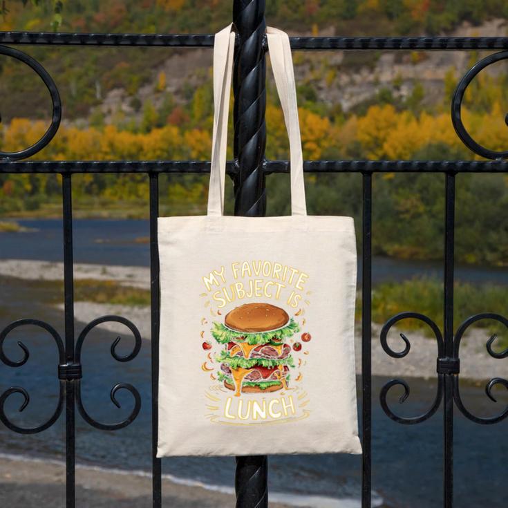 My Favorite Subject Is Lunch Hamburger Back To School Premium Tri-Blend Canvas Tote Bag My Favorite Subject Is Lunch Hamburger Back To School Premium Tri-Blend Canvas Tote Bag