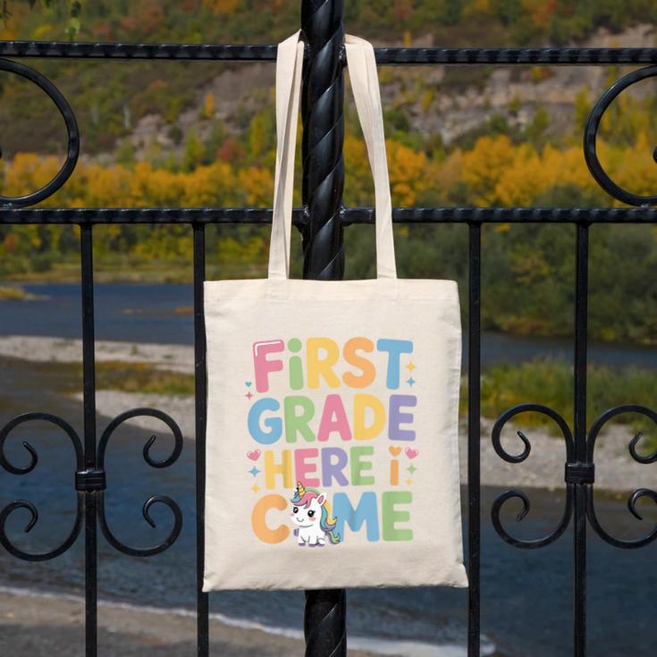 First Grade Here I Come Unicorn Back To School Canvas Tote Bag First Grade Here I Come Unicorn Back To School Canvas Tote Bag