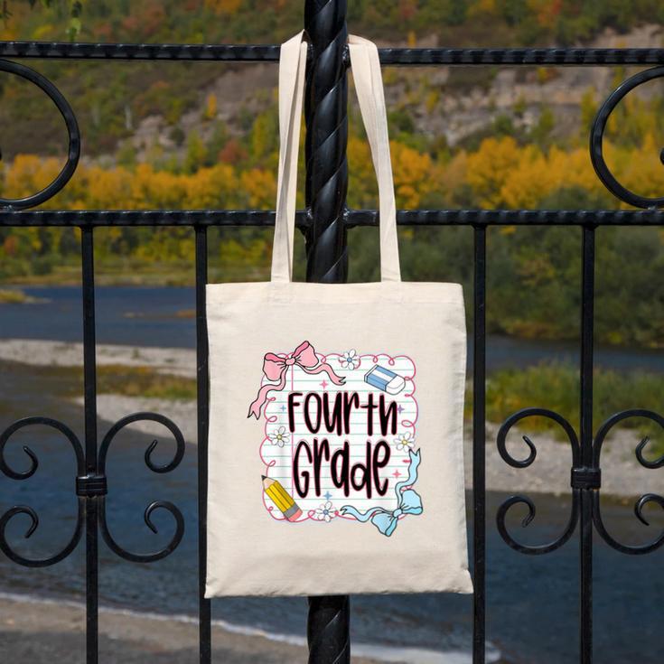 Fourth Grade Back To School For Girls Pink Notebook Canvas Tote Bag Fourth Grade Back To School For Girls Pink Notebook Canvas Tote Bag