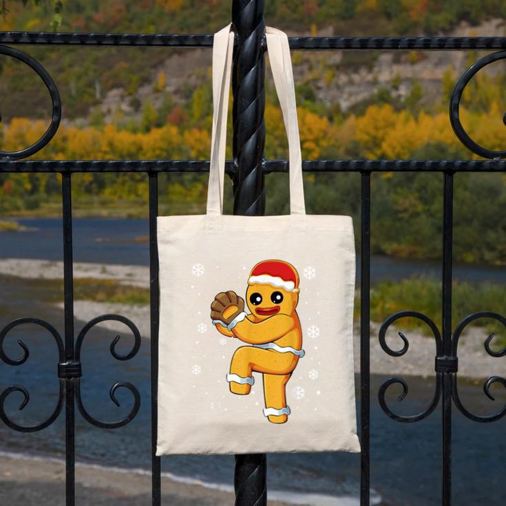 Gingerbread Man Baseball Christmas Canvas Tote Bag Gingerbread Man Baseball Christmas Canvas Tote Bag