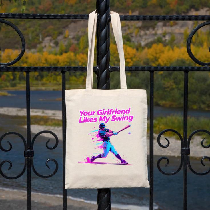 Your Girlfriend Likes My Swing Baseball Quote Boys Men Canvas Tote Bag Your Girlfriend Likes My Swing Baseball Quote Boys Men Canvas Tote Bag