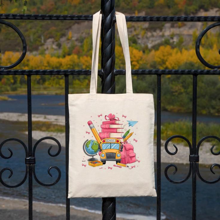 Girls Cute Pink Bows Coquette Aesthetic Back To School Canvas Tote Bag
