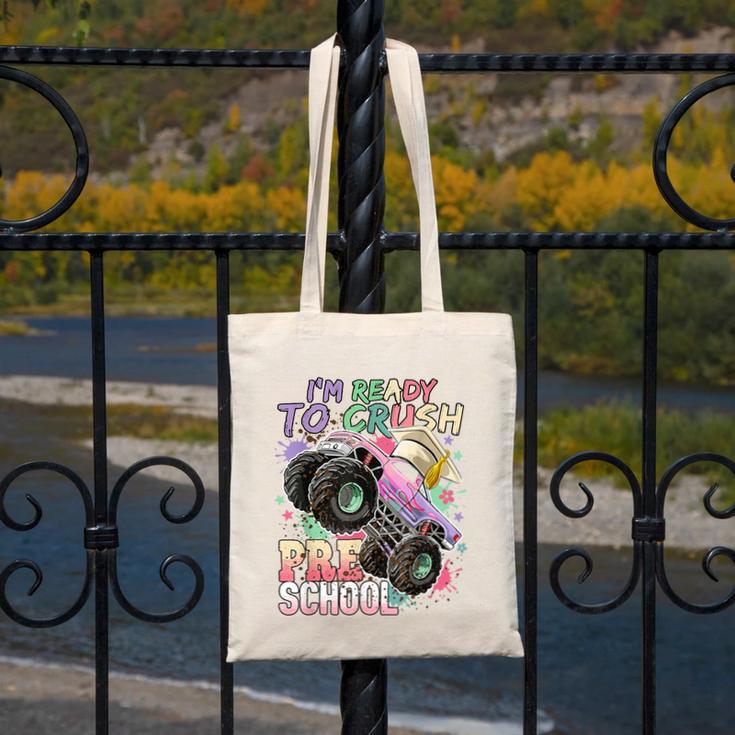 Girls Monster Trucks Ready To Crush Preschool Back To School Canvas Tote Bag Girls Monster Trucks Ready To Crush Preschool Back To School Canvas Tote Bag