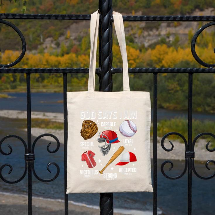 God Says I Am Baseball Player Catcher Pitcher Boys Men Canvas Tote Bag God Says I Am Baseball Player Catcher Pitcher Boys Men Canvas Tote Bag