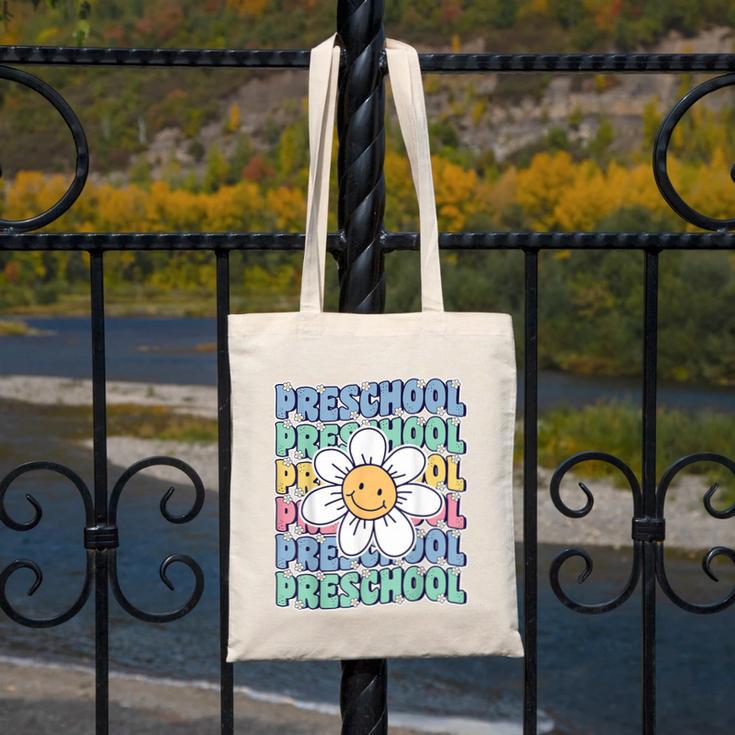 Groovy Preschool Cute Back To School First Day Of Pre K Canvas Tote Bag