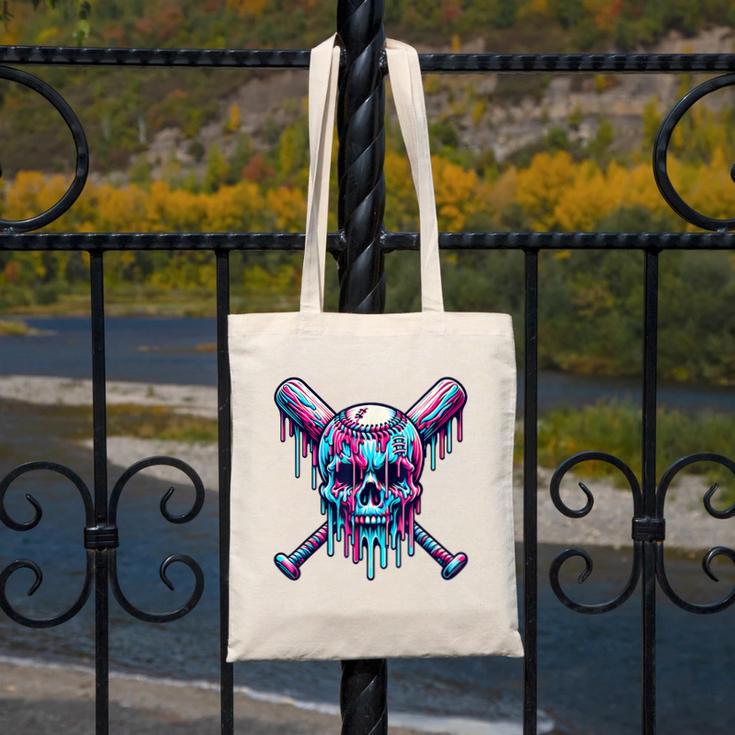 Halloween Baseball Skull Drip Baseball Lifestyle Boy Men Canvas Tote Bag