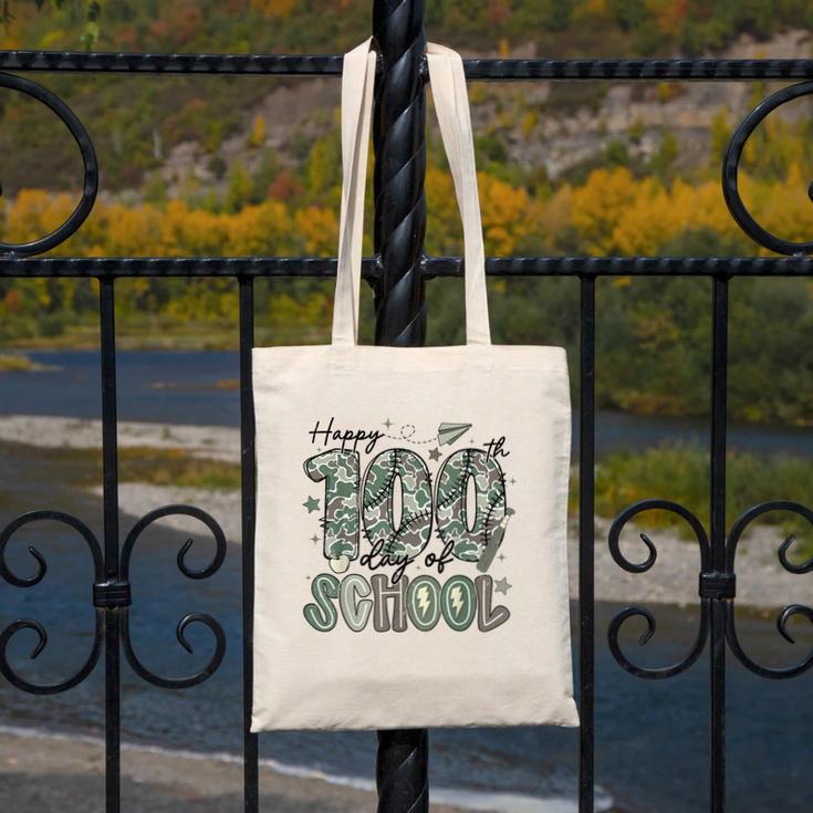 Happy 100th Day Of School Baseball Camo Boys Kids Toddler Canvas Tote Bag