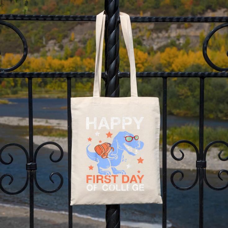 Happy First Day Of CollegeRex Dinosaur Back To School Canvas Tote Bag Happy First Day Of CollegeRex Dinosaur Back To School Canvas Tote Bag