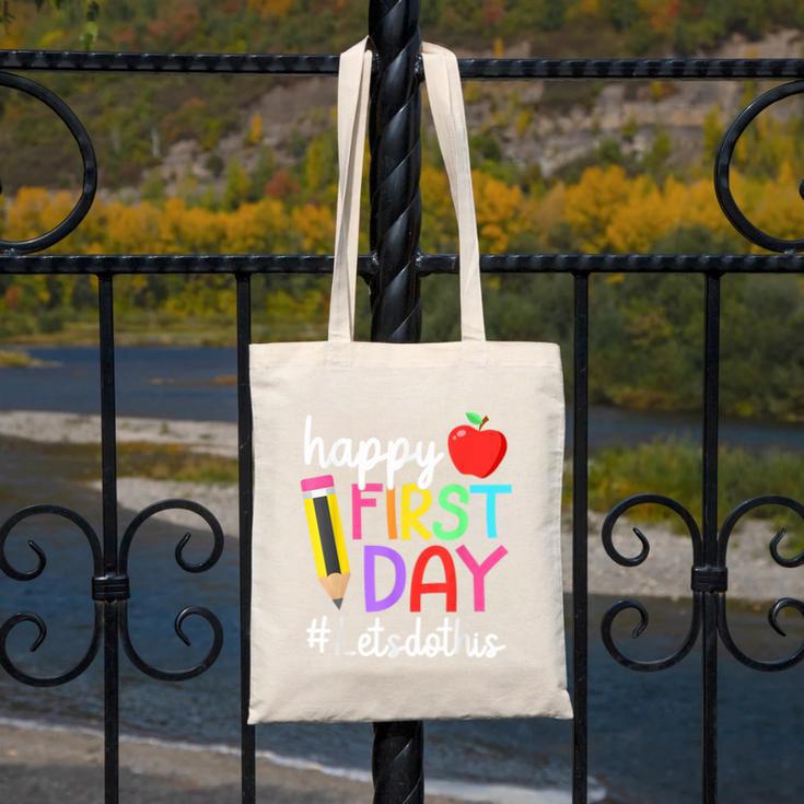 Happy First Day Let's Do This Welcome Back To School Tie Dye Canvas Tote Bag Happy First Day Let's Do This Welcome Back To School Tie Dye Canvas Tote Bag