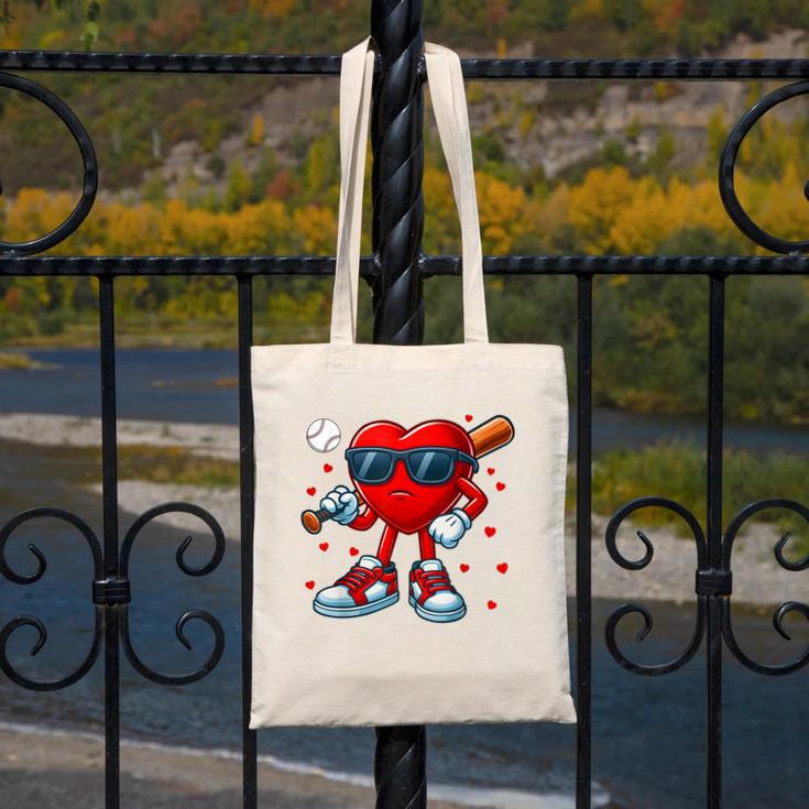 Heart Love Baseball Valentine Outfit Men Boy Canvas Tote Bag