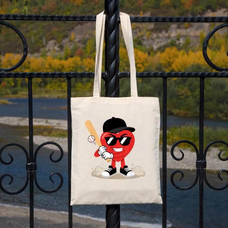 Heart Playing Baseball Valentine Baseball Canvas Tote Bag Heart Playing Baseball Valentine Baseball Canvas Tote Bag