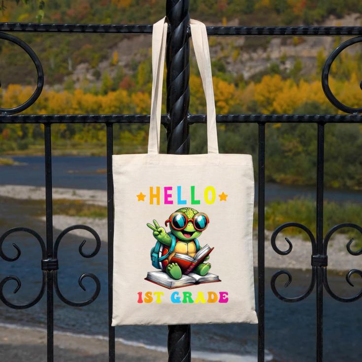 Hello 1st Grade Turtle Lovers Back To School Kids Boys Girls Canvas Tote Bag Hello 1st Grade Turtle Lovers Back To School Kids Boys Girls Canvas Tote Bag