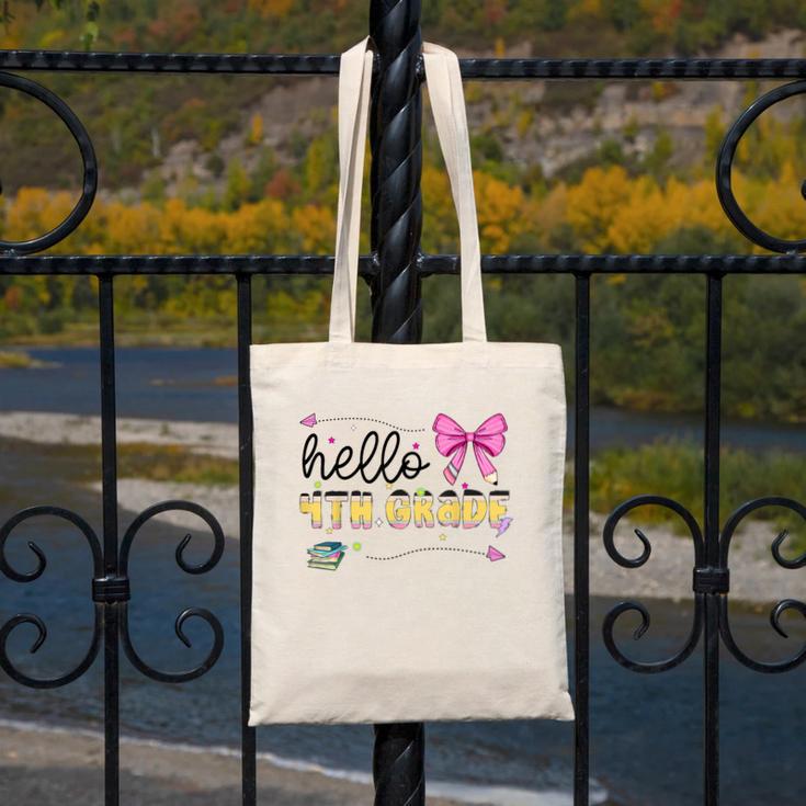 Hello 4th Grade Girls Coquette Fourth Grade Back To School Canvas Tote Bag Hello 4th Grade Girls Coquette Fourth Grade Back To School Canvas Tote Bag