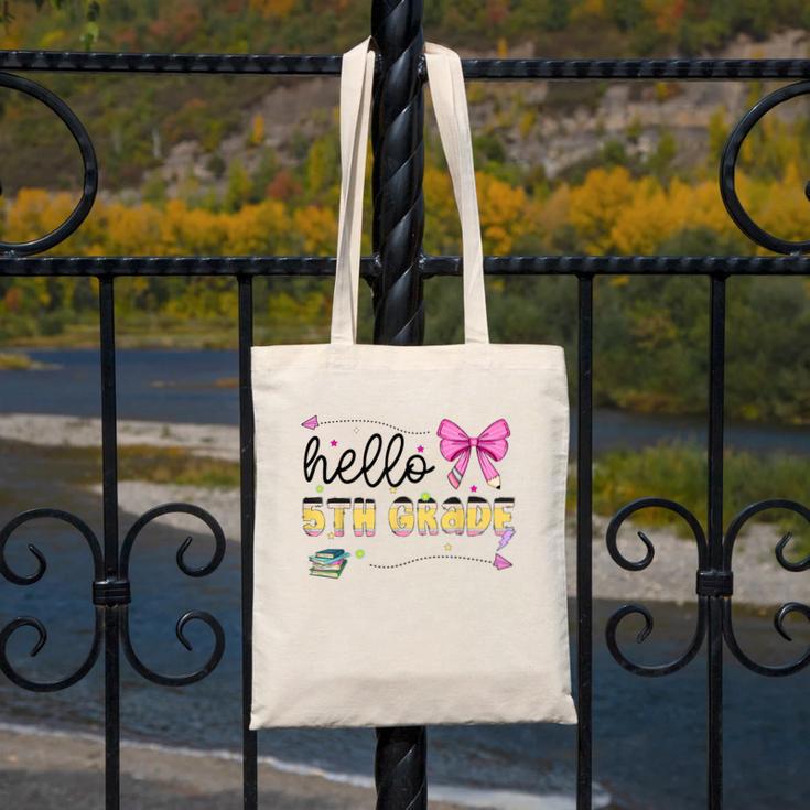 Hello 5th Grade Girls Coquette Fifth Grade Back To School Canvas Tote Bag