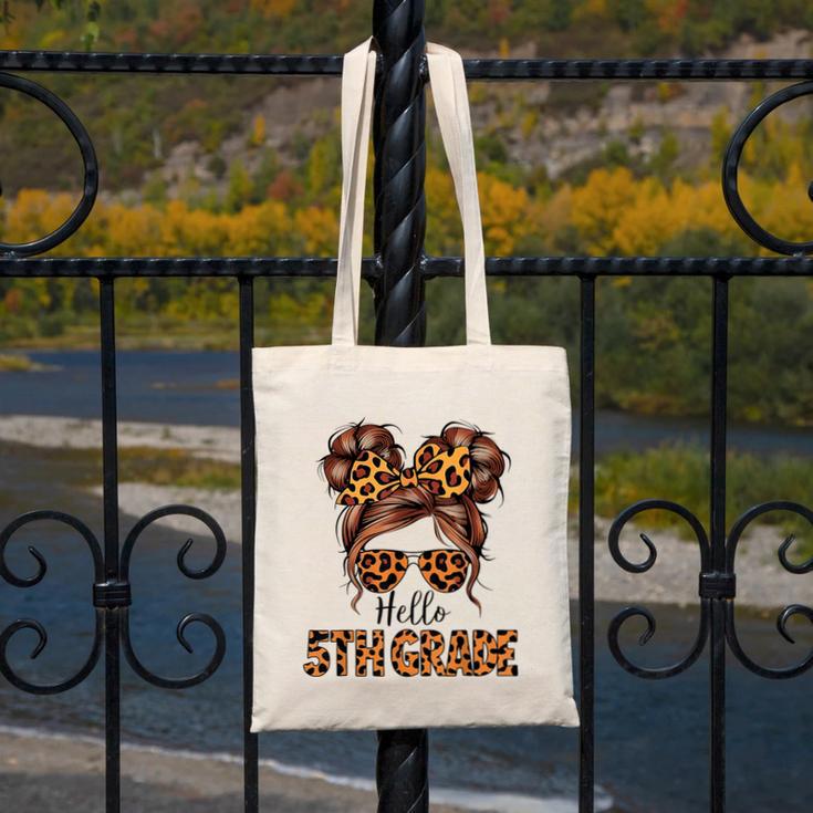 Hello 5th Grade Messy Hair Bun Girl Back To School First Day Canvas Tote Bag Hello 5th Grade Messy Hair Bun Girl Back To School First Day Canvas Tote Bag