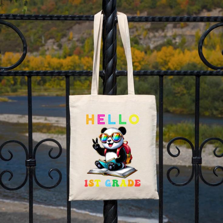 Hello First Grade Panda Lover Back To School Kids Boys Girls Canvas Tote Bag