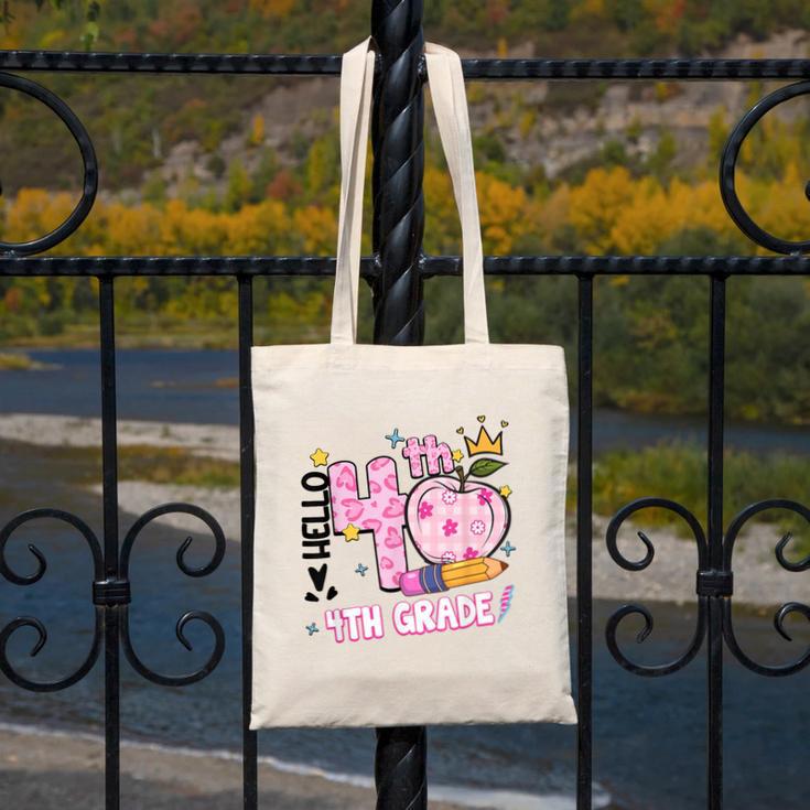 Hello Fourth 4th Grade Leopard Tie Dye Girl Back To School Canvas Tote Bag Hello Fourth 4th Grade Leopard Tie Dye Girl Back To School Canvas Tote Bag