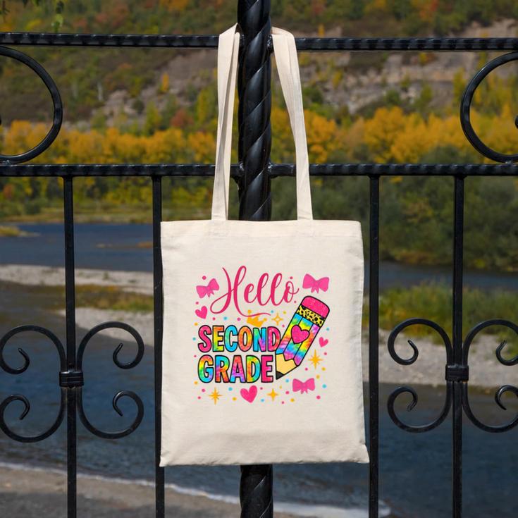 Hello Second Grade Colorful Pencil Tie Dye Back To School Canvas Tote Bag Hello Second Grade Colorful Pencil Tie Dye Back To School Canvas Tote Bag