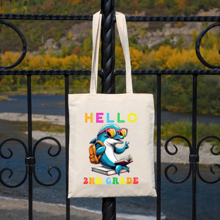 Hello Second Grade Dolphin Lover Back To School Kid Boy Girl Canvas Tote Bag Hello Second Grade Dolphin Lover Back To School Kid Boy Girl Canvas Tote Bag