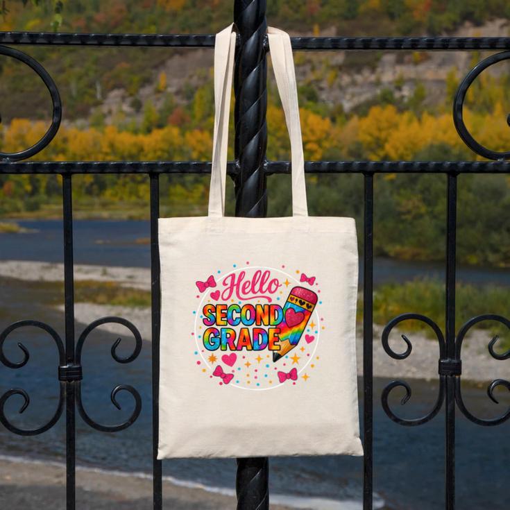Hello Second Grade Tie Dye Pencil Back To School 2nd Grade Canvas Tote Bag