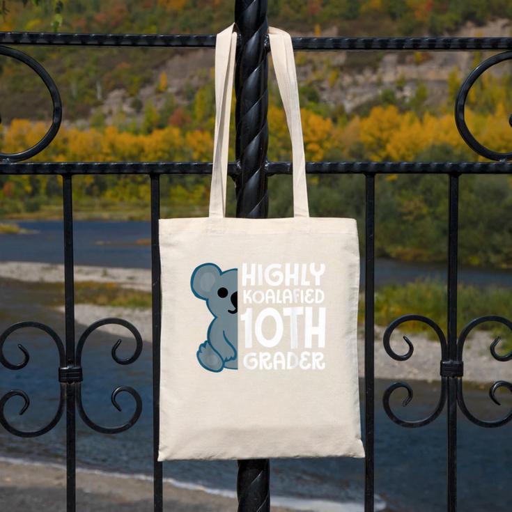 Highly Koalafied 10th Grader Koala Back To School Canvas Tote Bag Highly Koalafied 10th Grader Koala Back To School Canvas Tote Bag