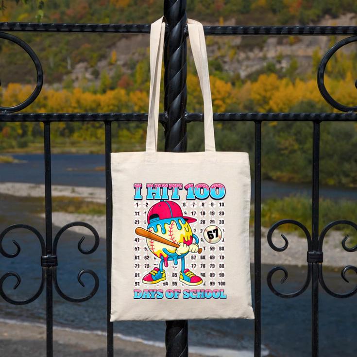 I Hit 100 Days Of School 67 Drip Baseball Boys Kids Canvas Tote Bag I Hit 100 Days Of School 67 Drip Baseball Boys Kids Canvas Tote Bag
