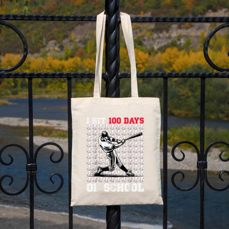 I Hit 100 Days Of School Baseball 100th Day Boys Kids Canvas Tote Bag I Hit 100 Days Of School Baseball 100th Day Boys Kids Canvas Tote Bag