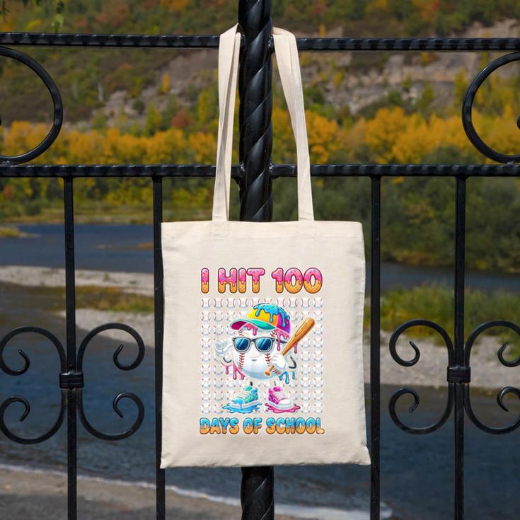 I Hit 100 Days Of School Baseball Ice Cram Drip 100th Boys Canvas Tote Bag