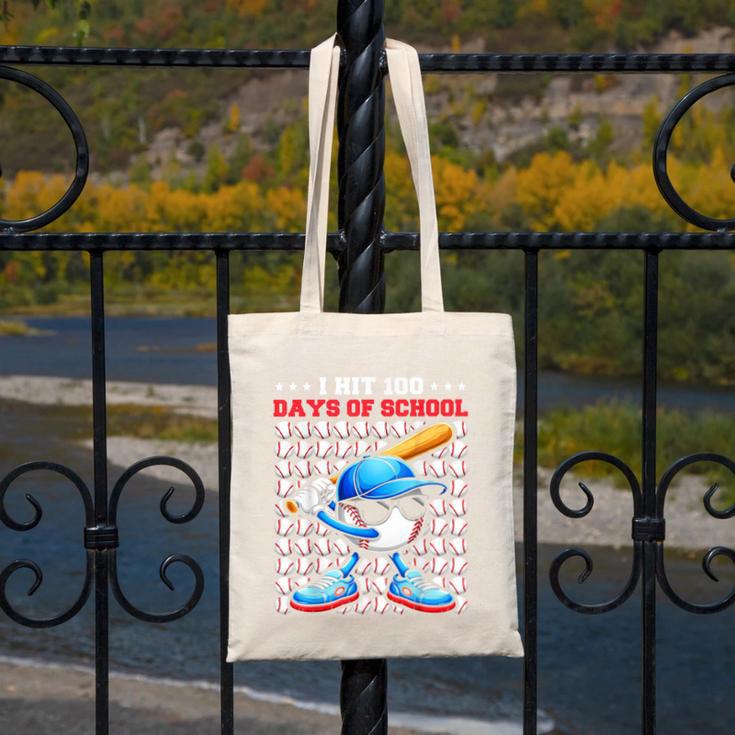 I Hit 100 Days Of School Baseball Player Kids Boys Son Canvas Tote Bag I Hit 100 Days Of School Baseball Player Kids Boys Son Canvas Tote Bag