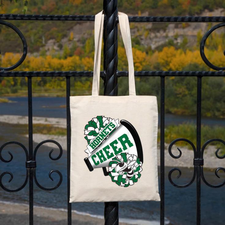 Hornets Cheer Back To School Cheerleading Spirit Green Canvas Tote Bag Hornets Cheer Back To School Cheerleading Spirit Green Canvas Tote Bag