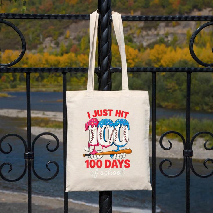 HUGvyn I Just Hit 100 Days Of School Baseball Ice Cream Boys Canvas Tote Bag