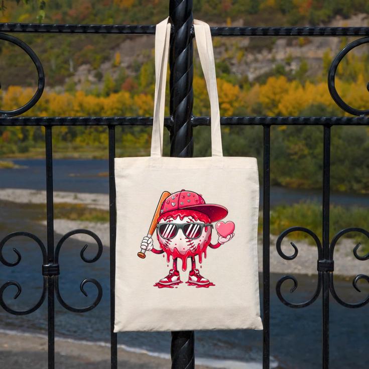 Ice Cream Drip Baseball Valentine's Day Spots Baseball Drip Canvas Tote Bag Ice Cream Drip Baseball Valentine's Day Spots Baseball Drip Canvas Tote Bag