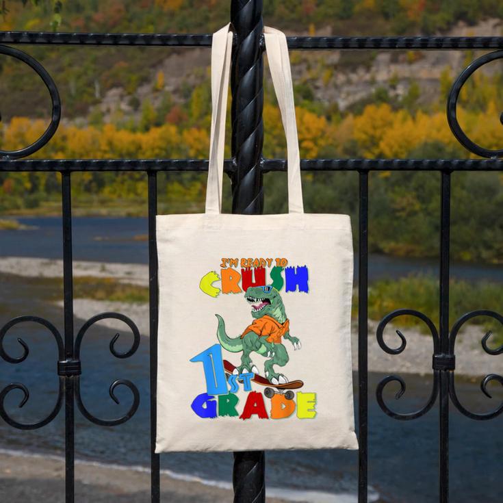 I'm Ready To Crush 1st Grade Dinosaur Back To School T-Rex Canvas Tote Bag I'm Ready To Crush 1st Grade Dinosaur Back To School T-Rex Canvas Tote Bag