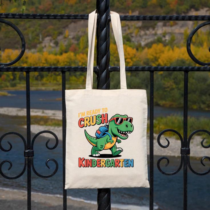 I'm Ready To Crush Kindergarten T-Rex Back To School Dino Canvas Tote Bag I'm Ready To Crush Kindergarten T-Rex Back To School Dino Canvas Tote Bag