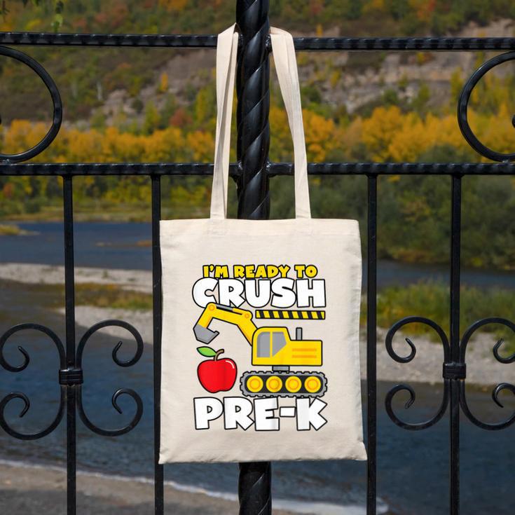 I'm Ready To Crush Pre-K Excavator Back To School Boys Canvas Tote Bag I'm Ready To Crush Pre-K Excavator Back To School Boys Canvas Tote Bag