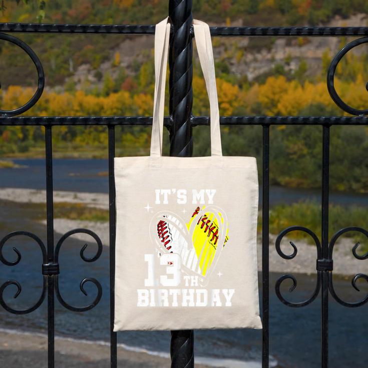 It's My 13th Birthday Baseball Softball Heart 13 Year Old Canvas Tote Bag It's My 13th Birthday Baseball Softball Heart 13 Year Old Canvas Tote Bag