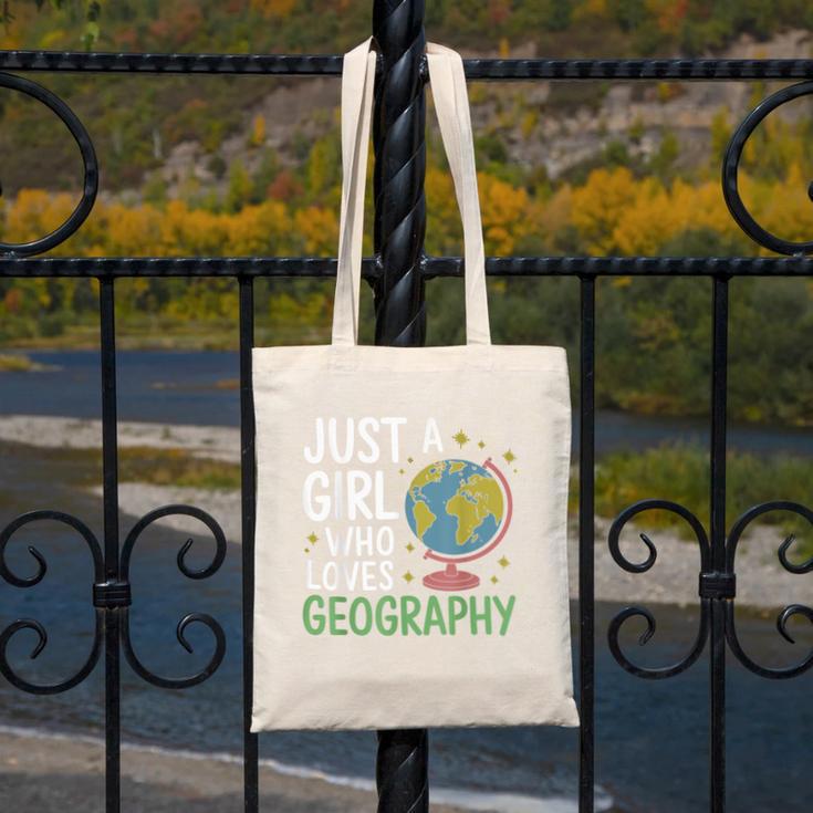 Just a Girl Who Loves Geography Back To School Kids Girls Canvas Tote Bag