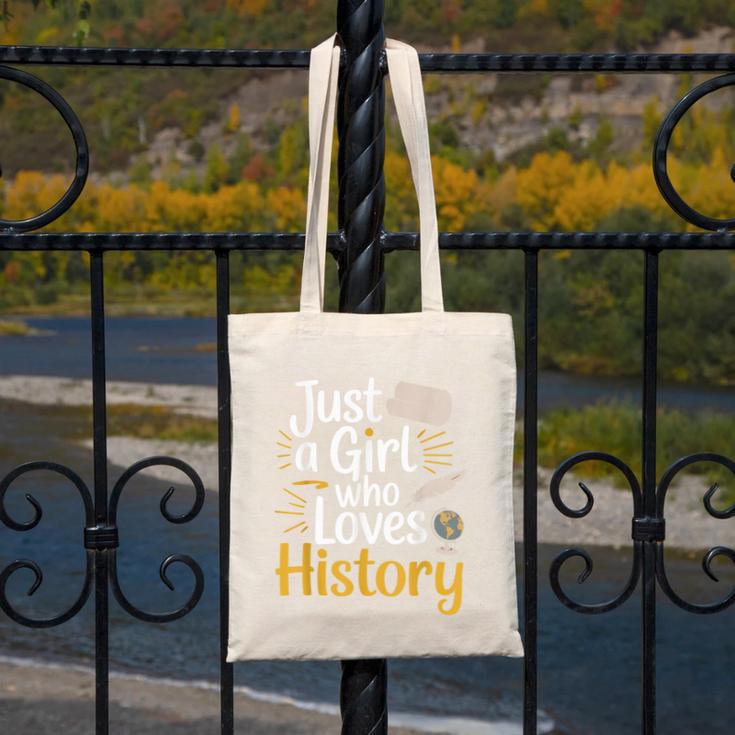 Just a Girl Who Loves History Cute Back To School Kids Girls Canvas Tote Bag Just a Girl Who Loves History Cute Back To School Kids Girls Canvas Tote Bag