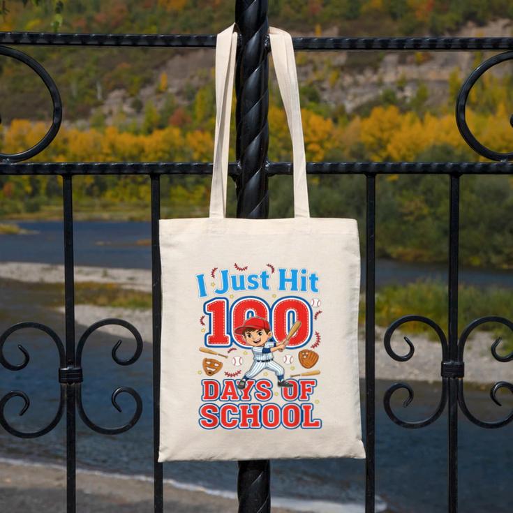 I Just Hit 100 Days Of School Baseball 100th Day Boys Kids Canvas Tote Bag