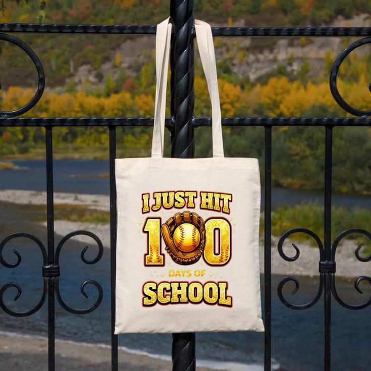 I Just Hit 100 Days Of School Baseball Boys Kids 100th Day Canvas Tote Bag