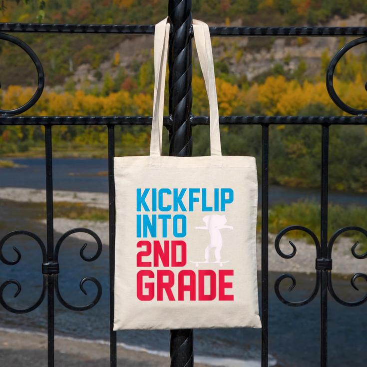 Kickflip Into 2nd Grade Skateboard Lover Back To School Canvas Tote Bag