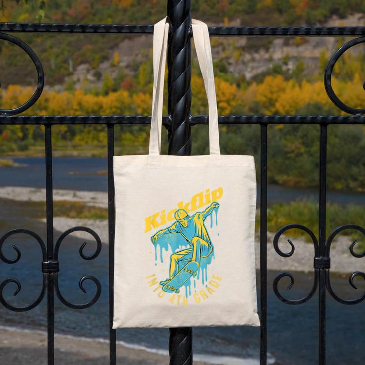 Kickflip Into 4th Grade Skateboard Lover Back To School Canvas Tote Bag