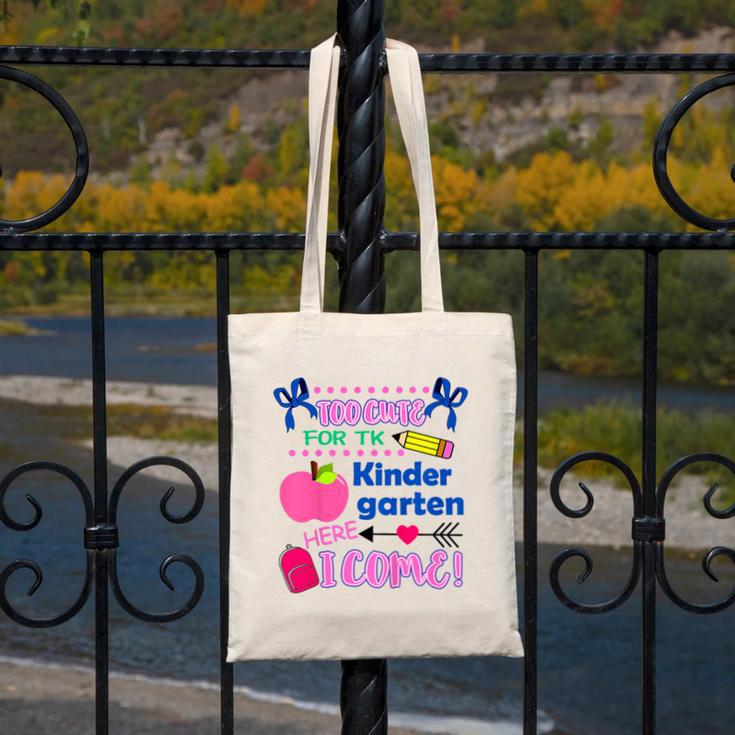 Kids Back To School Here I Come Kindergarten Girls TK Grad Canvas Tote Bag Kids Back To School Here I Come Kindergarten Girls TK Grad Canvas Tote Bag