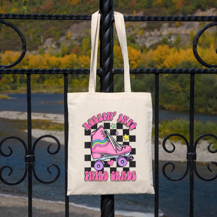 Kids Back To School Skating Rollin Into Third 3rd Grade Canvas Tote Bag Kids Back To School Skating Rollin Into Third 3rd Grade Canvas Tote Bag