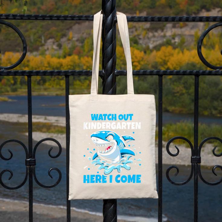 Kids Back To School Watch Out Kindergarten Here I Come Shark Boys Canvas Tote Bag