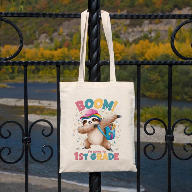 Kids Boom I'm Going To 1st Grade Dabbing Sloth For Back To School Canvas Tote Bag