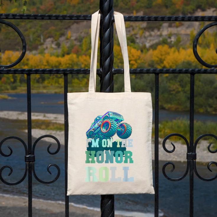 Kids I'M ON HONOR ROLL Monster Trucks Back To School Bruh Canvas Tote Bag Kids I'M ON HONOR ROLL Monster Trucks Back To School Bruh Canvas Tote Bag