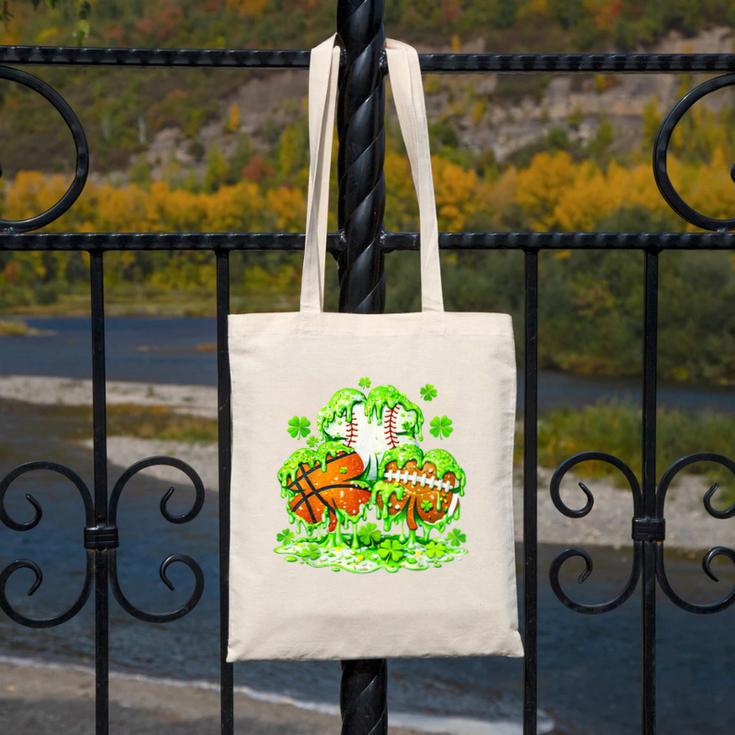 Kids St Patricks Day Shamrock Basketball Baseball Football Canvas Tote Bag